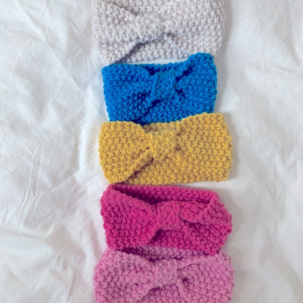 Multiple knit headbands for baby girl